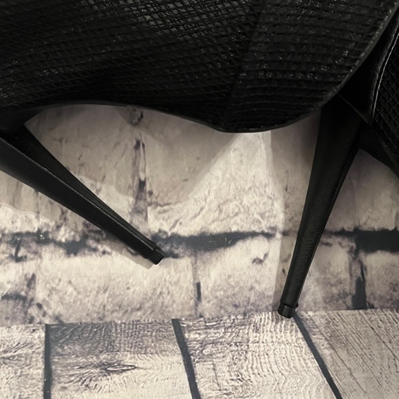 Chic Black Mesh Heeled Boots - Picture 5 of 12